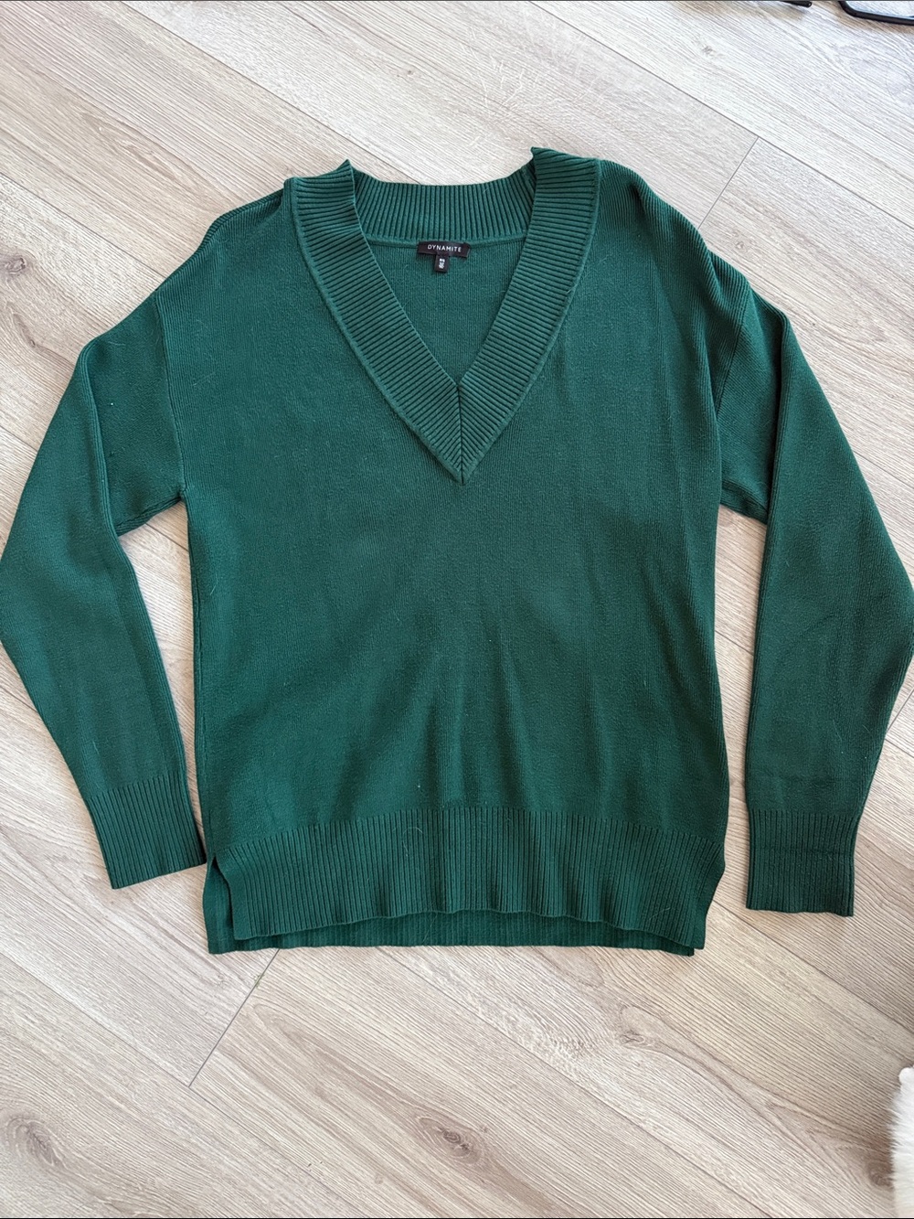 Dynamite Forest Green V-Neck Sweater